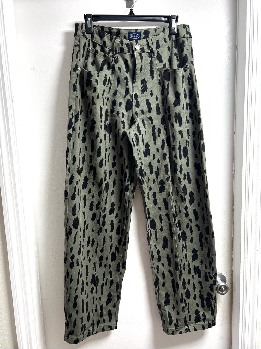 Barrel Olive Green Animal-Print Jeans
